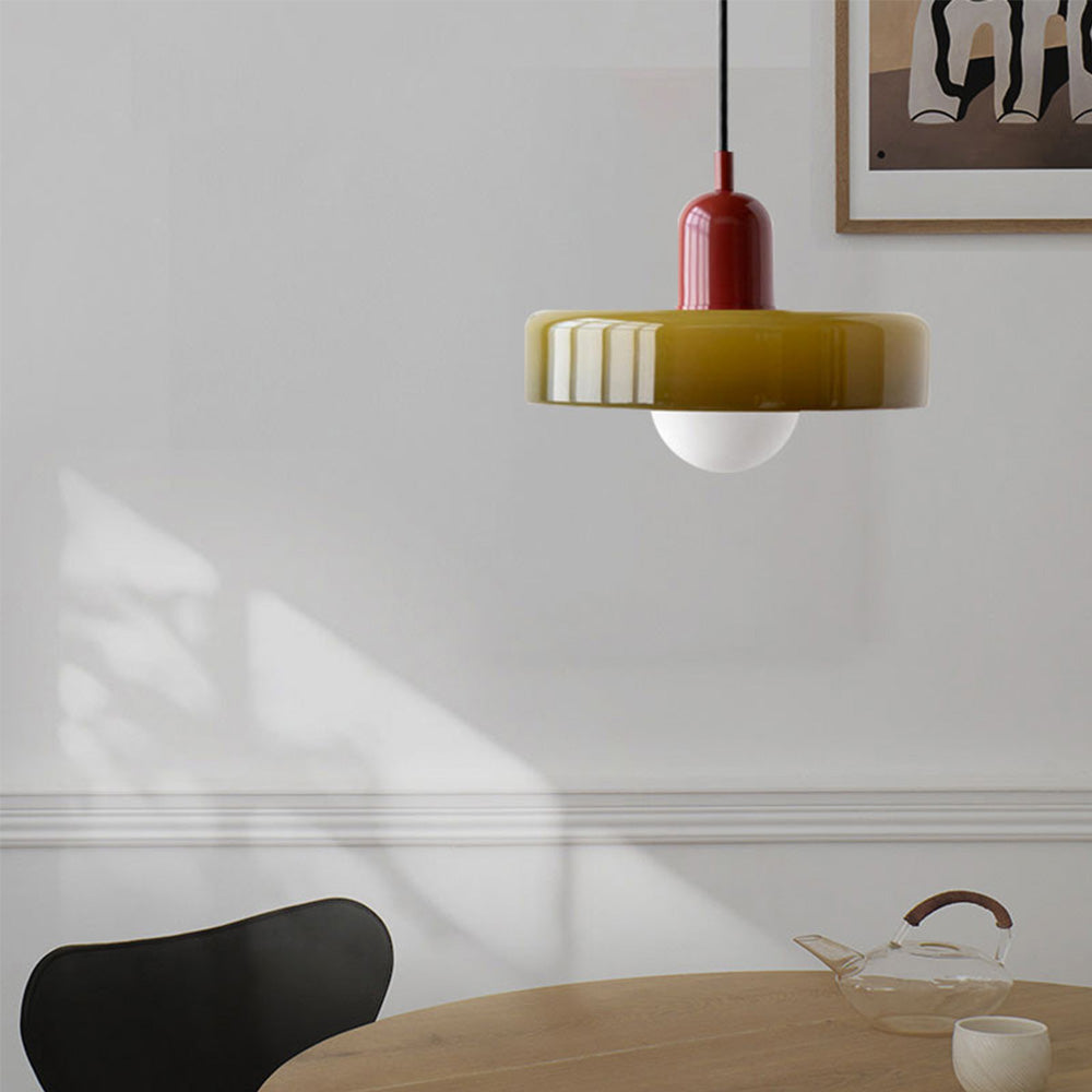 Geometrische Pendelleuchte Farbglas E27 Verstellbar Esstisch Kücheninsel Retro-Design Stimmungsbeleuchtung | Sansoti