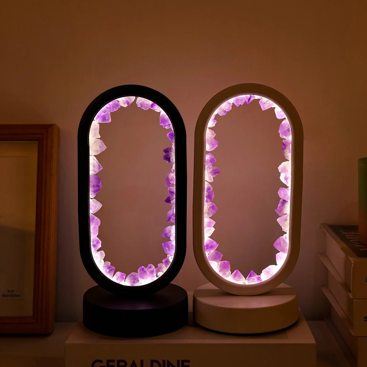 Handgemaakte Edelsteenlamp Amethist Celestiet Kristal Sfeerverlichting Ontspanning Meditatie Yoga Slaapkamer | Sansoti