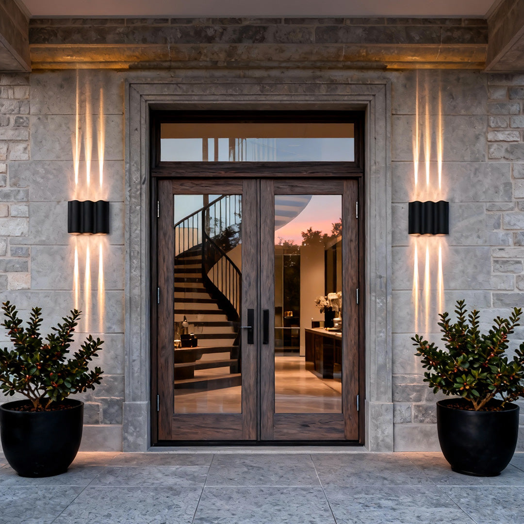 Applique murale extérieure moderne ondulée Up Down avec LED et protection IP54 | Restfield