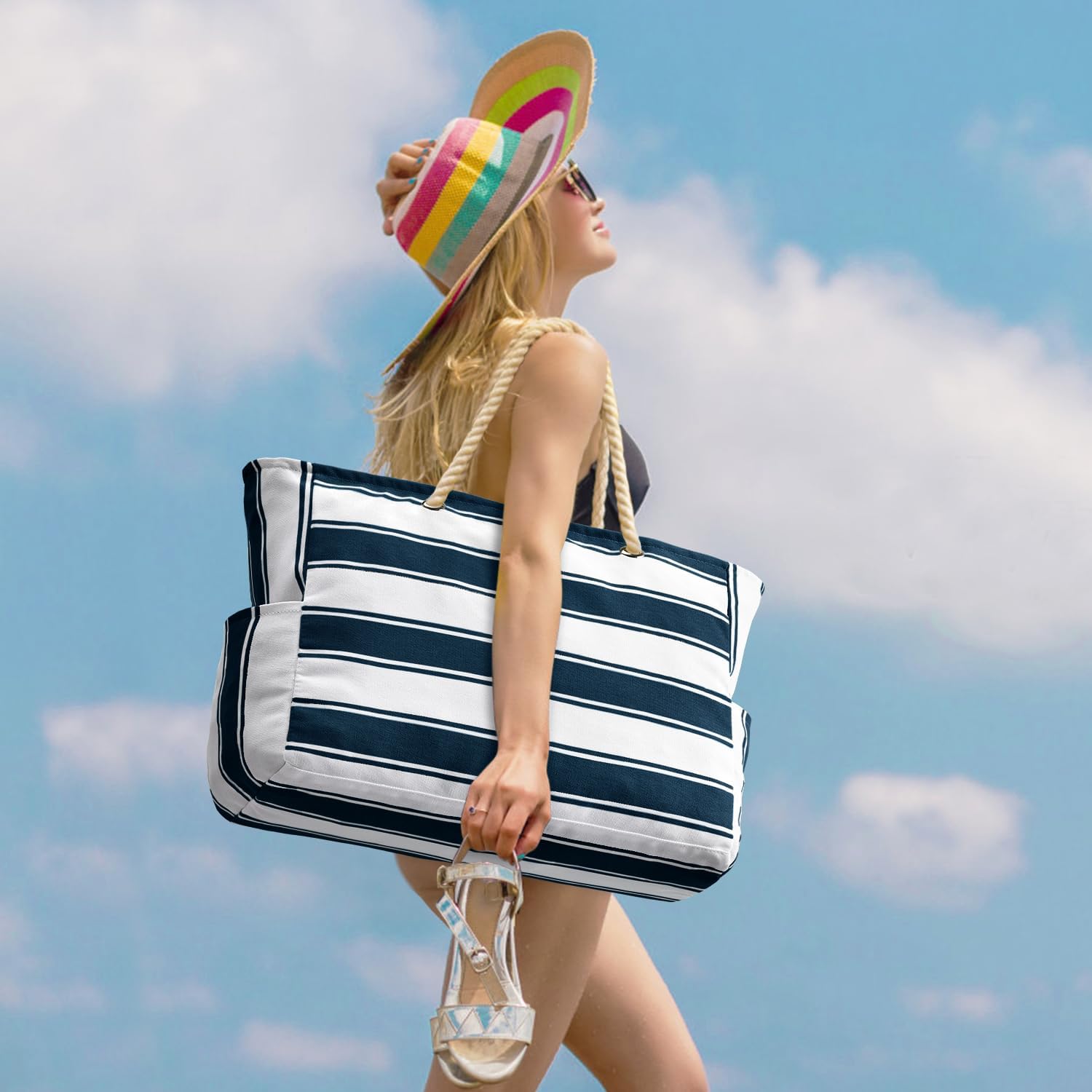 Waterbestendige Strandtas Oversized met Zandwerende Binnenvulling – Perfecte Zomertas voor Strand, Zwembad en Reizen | Sansoti