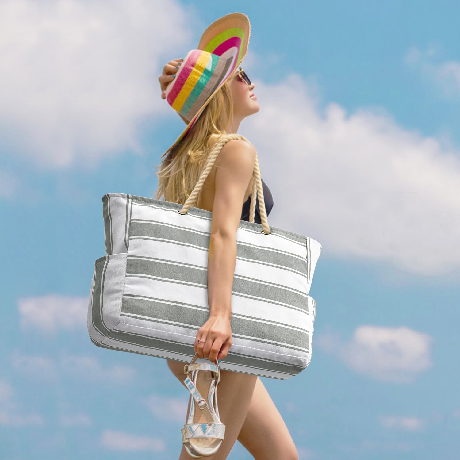 Waterbestendige Strandtas Oversized met Zandwerende Binnenvulling – Perfecte Zomertas voor Strand, Zwembad en Reizen | Sansoti