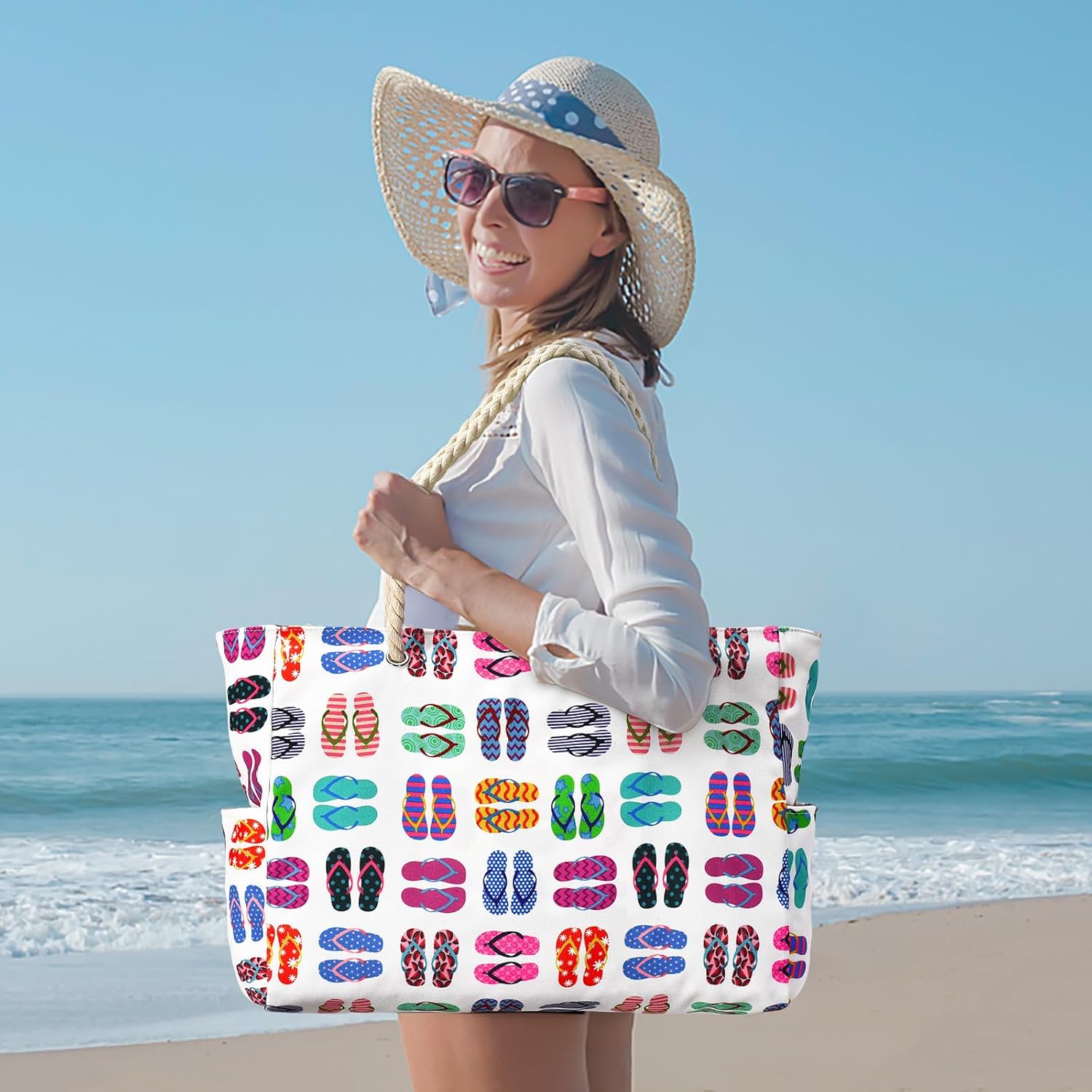 Waterbestendige Strandtas Oversized met Zandwerende Binnenvulling – Perfecte Zomertas voor Strand, Zwembad en Reizen | Sansoti