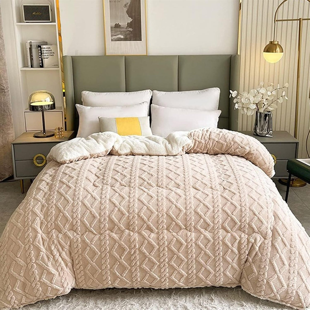 Dubbelzijdige Plaid Sherpa Fleece Geometrisch Patroon Warmte Comfort Woonkamer Slaapkamer Bank Bed Deken | Sansoti
