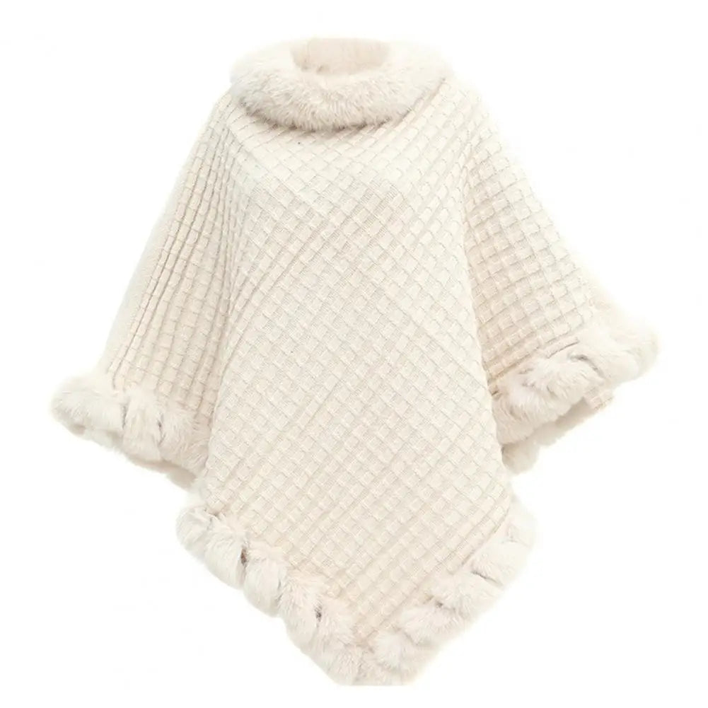 Faux Fur Wrap for Women, Winter Cape in Khaki Beige Bordeaux Gray Black, Imitation Fur Poncho, Elegant and Warm | Sansoti