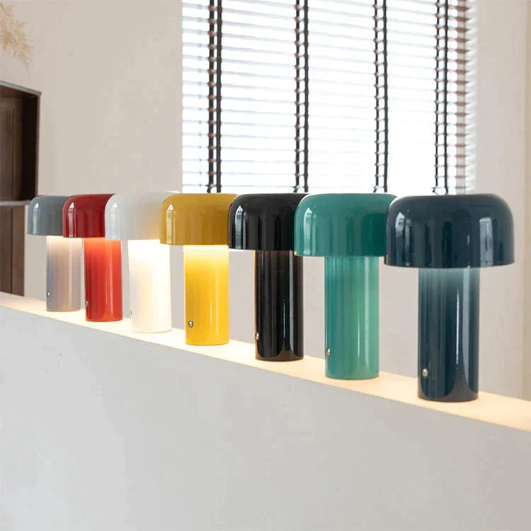 Lampe de table LED rechargeable au design champignon, sans fil et à intensité réglable, éclairage d’ambiance pour salon, chambre et salle à manger | Sansoti