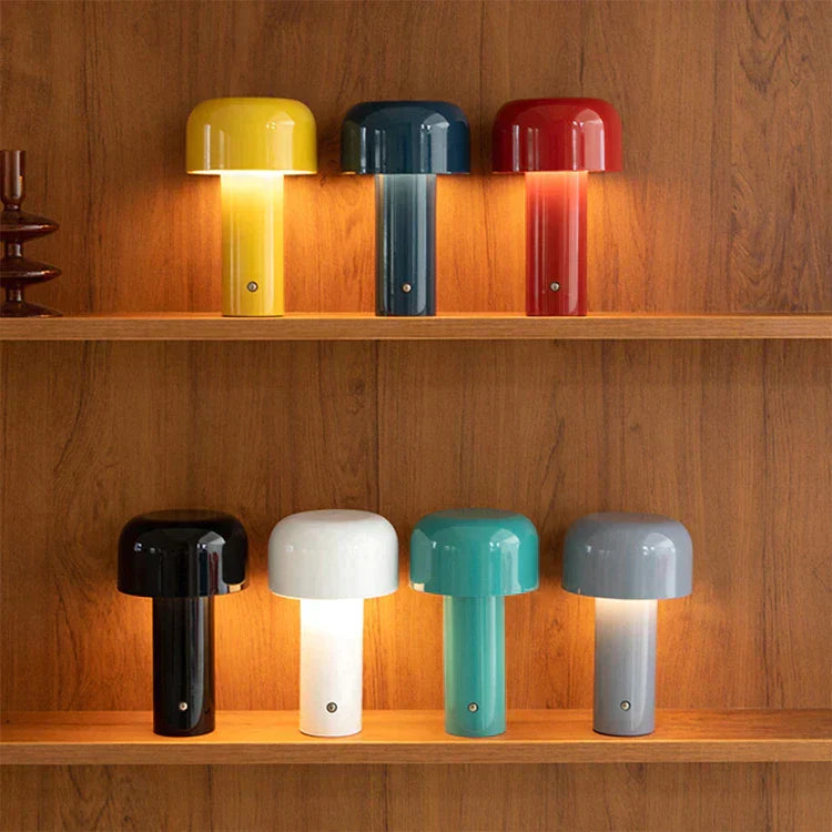 Lampe de table LED rechargeable au design champignon, sans fil et à intensité réglable, éclairage d’ambiance pour salon, chambre et salle à manger | Sansoti