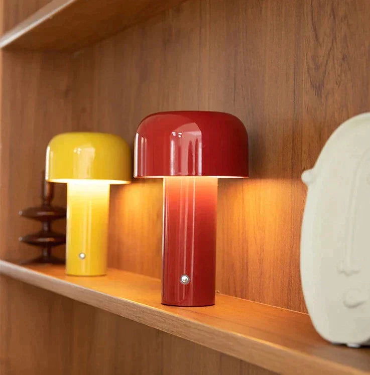 Lampe de table LED rechargeable au design champignon, sans fil et à intensité réglable, éclairage d’ambiance pour salon, chambre et salle à manger | Sansoti
