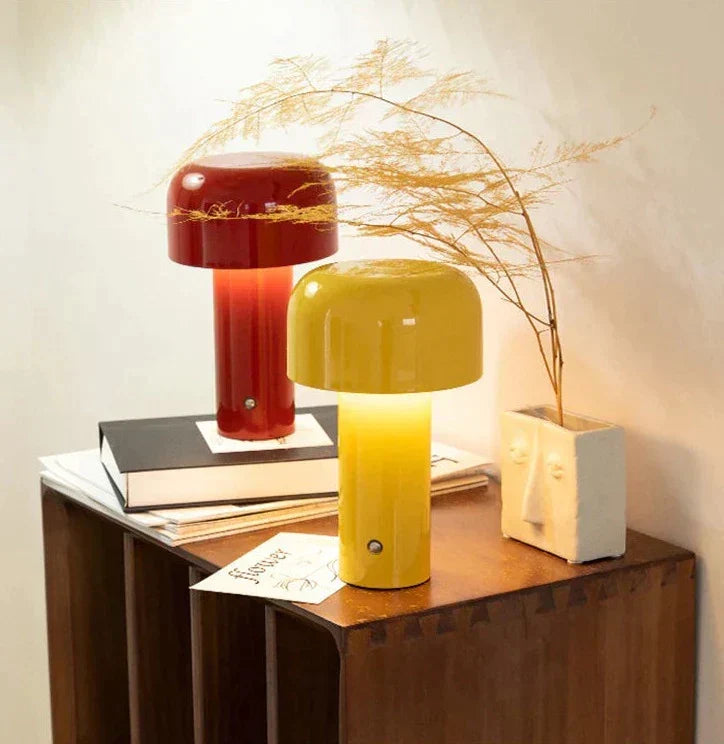 Lampe de table LED rechargeable au design champignon, sans fil et à intensité réglable, éclairage d’ambiance pour salon, chambre et salle à manger | Sansoti