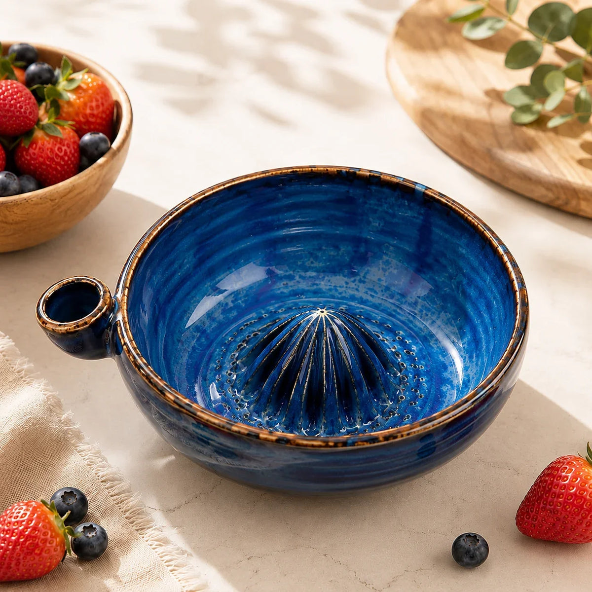 Ceramic Colander Bowl with Drainage Pattern for Washing, Serving, and Storing Berries, Fruit, and Vegetables - Kitchen Bowl | Sansoti