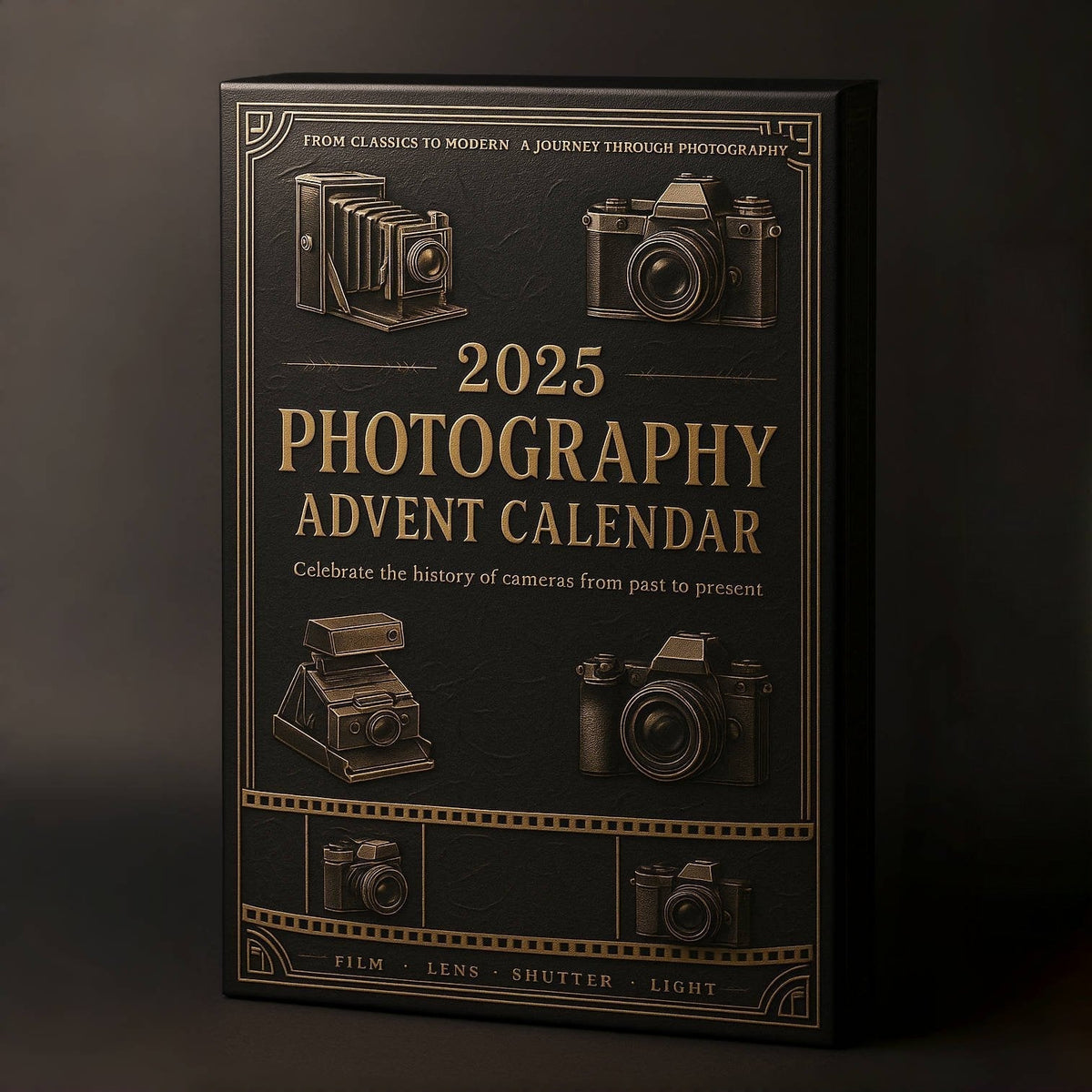 Adventskalender mit 24 Fotografie-Miniaturen, Kameras, Sammlerset im Vintage- und modernen Stil, Geschenk und Wohnzimmerdekoration | Sansoti