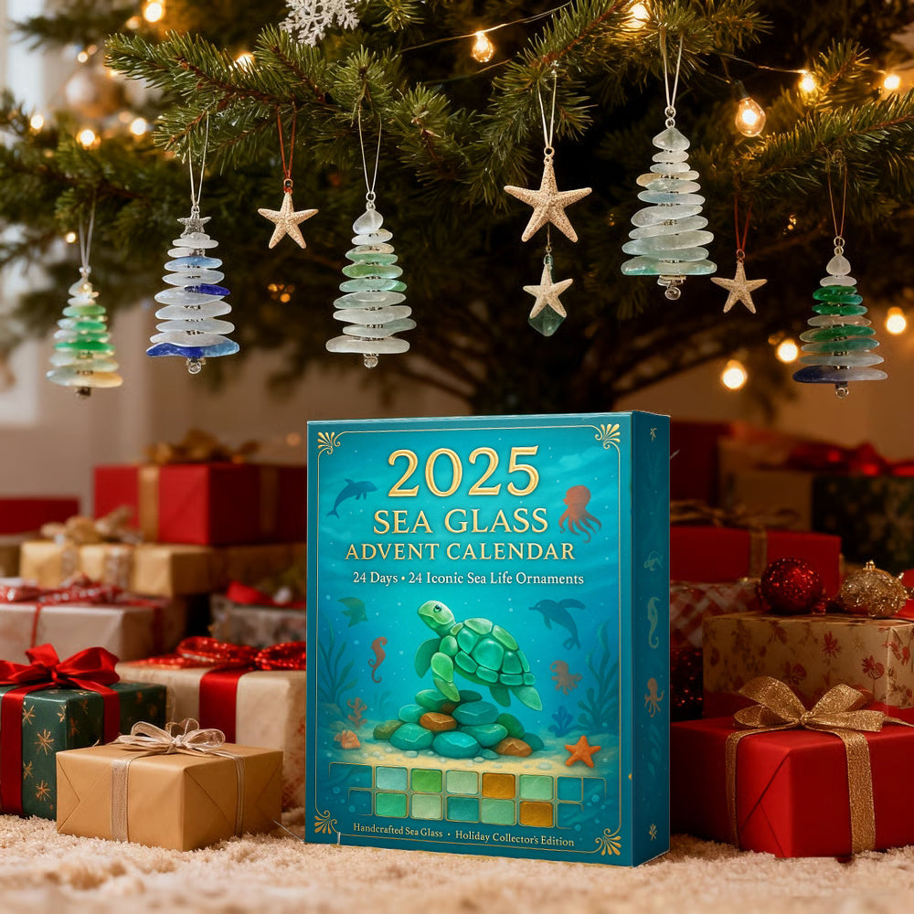 Oceaan Adventskalender 24 Zee-Ornamenten Matglas Kerst Schildpad Dolfijn Zeester Krab Ophangbaar Decoratie | Sansoti