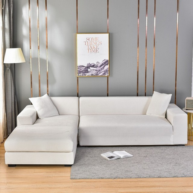 Housse de canapé extensible en velours - Housse universelle pour canapé 1-4 places - Protection antitache pour le salon | Sansoti