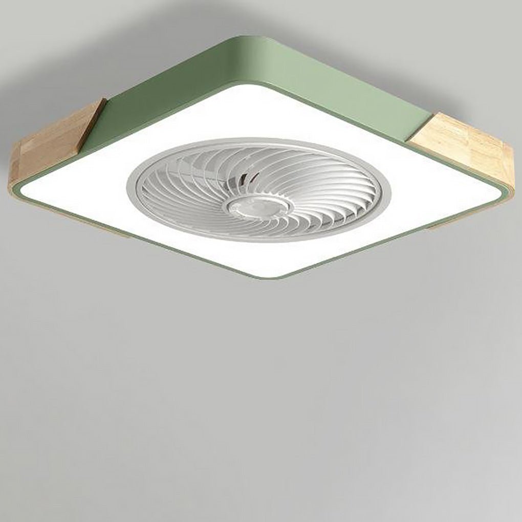 Plafondventilator met Lamp 50cm LED Dimbaar Hout Afstandsbediening Slaapkamer Woonkamer Keuken Bladloos Plafondlamp Ventilator | Sansoti
