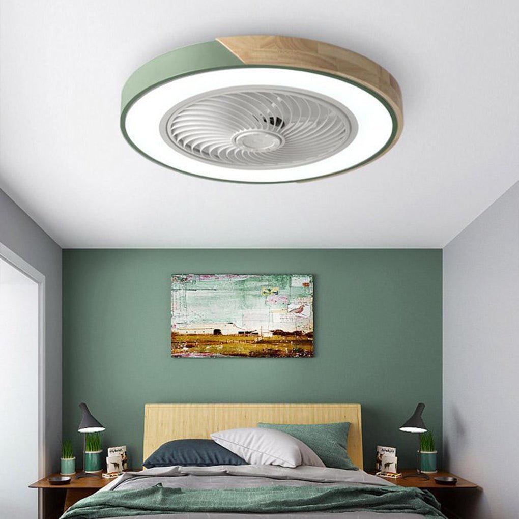 Plafondventilator met Lamp 50cm LED Dimbaar Hout Afstandsbediening Slaapkamer Woonkamer Keuken Bladloos Plafondlamp Ventilator | Sansoti