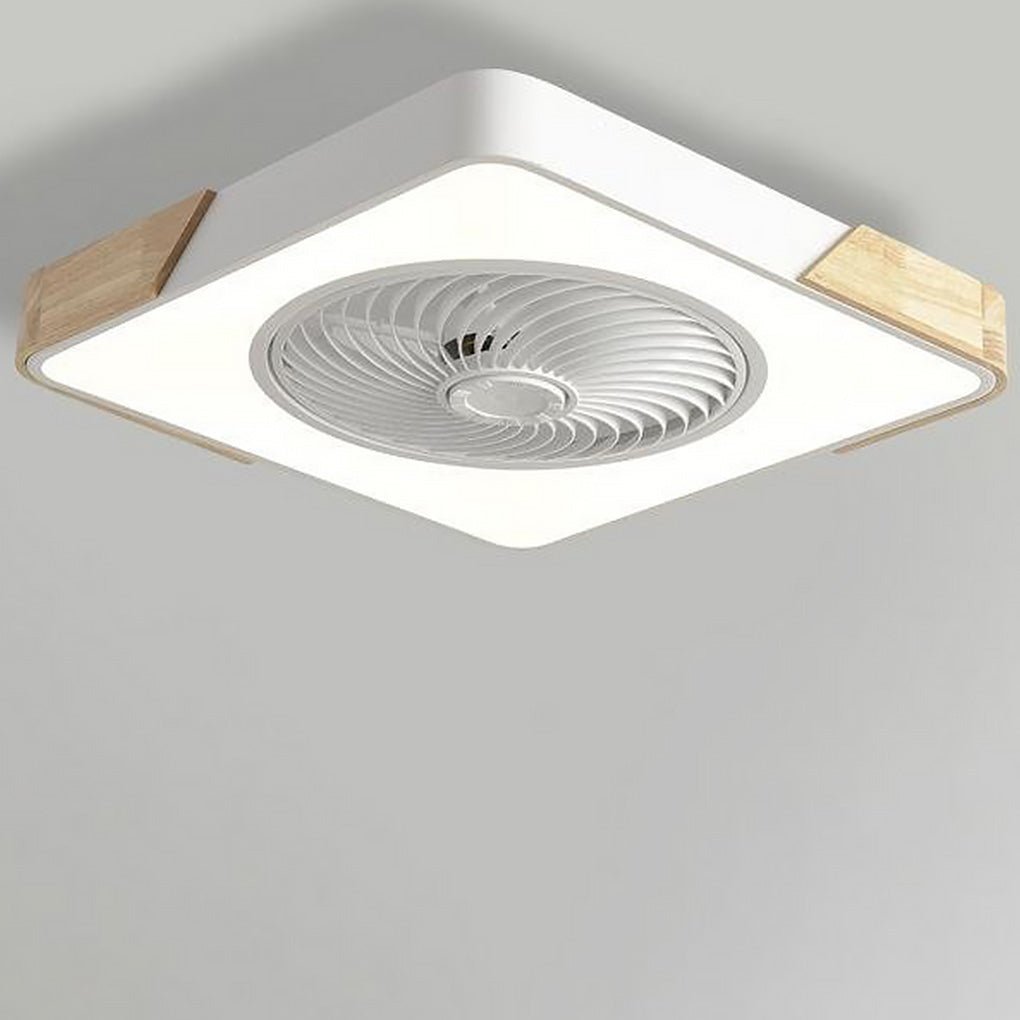 Plafondventilator met Lamp 50cm LED Dimbaar Hout Afstandsbediening Slaapkamer Woonkamer Keuken Bladloos Plafondlamp Ventilator | Sansoti