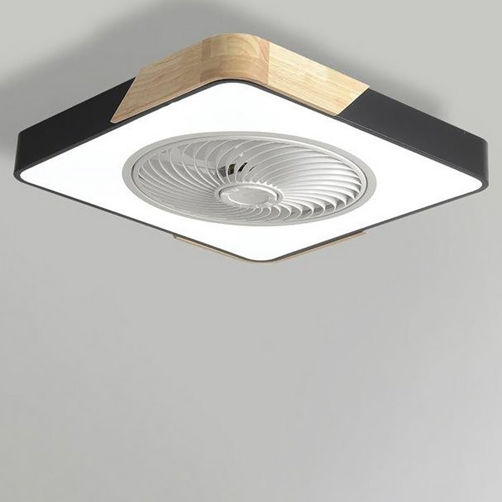 Plafondventilator met Lamp 50cm LED Dimbaar Hout Afstandsbediening Slaapkamer Woonkamer Keuken Bladloos Plafondlamp Ventilator | Sansoti
