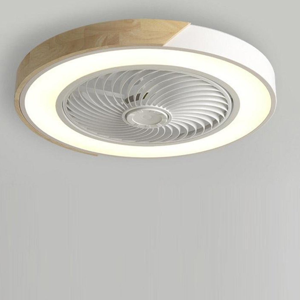 Plafondventilator met Lamp 50cm LED Dimbaar Hout Afstandsbediening Slaapkamer Woonkamer Keuken Bladloos Plafondlamp Ventilator | Sansoti