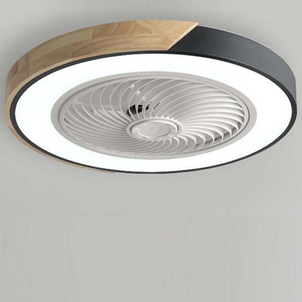 Plafondventilator met Lamp 50cm LED Dimbaar Hout Afstandsbediening Slaapkamer Woonkamer Keuken Bladloos Plafondlamp Ventilator | Sansoti