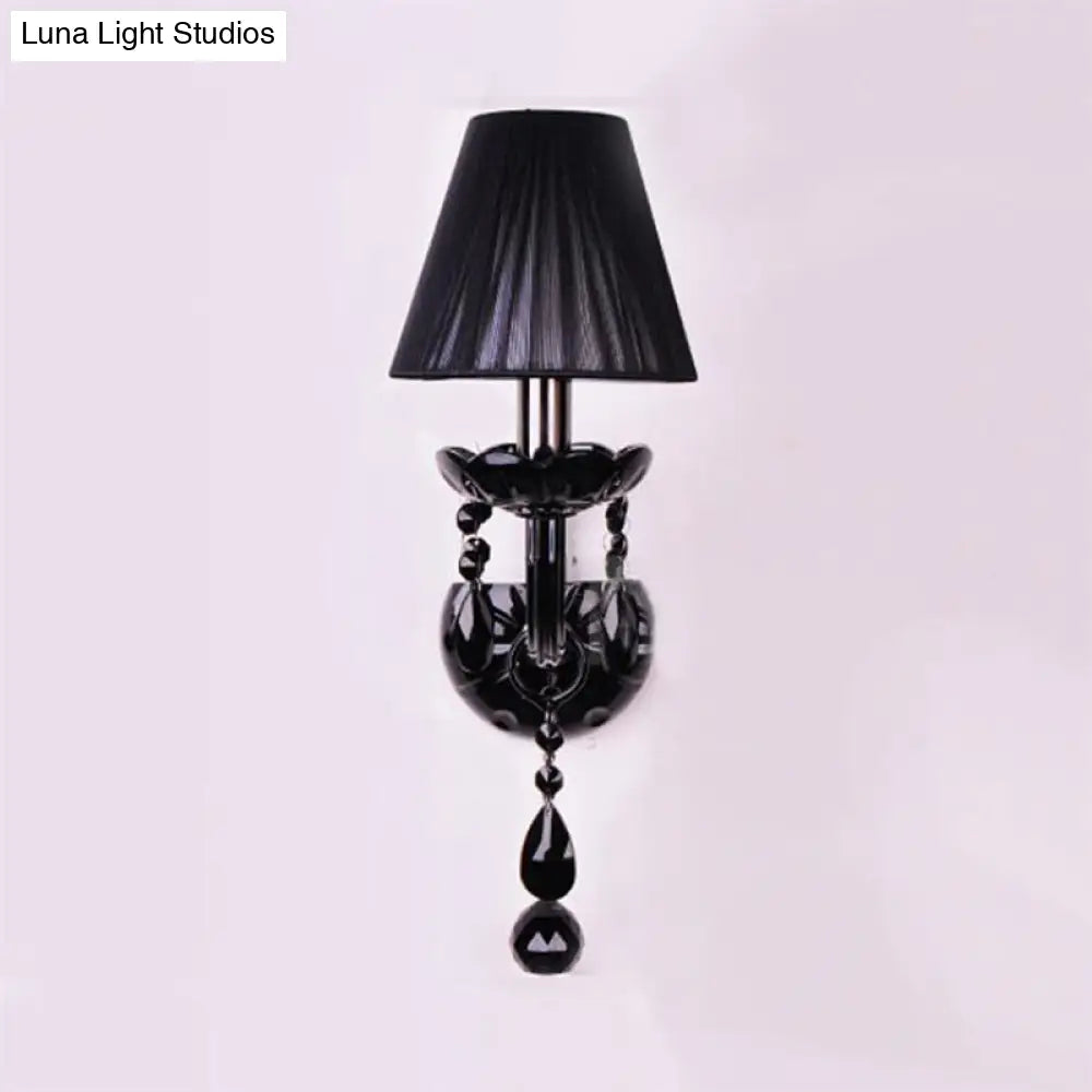 Kristallen Wandlamp Zwart Kaarsstijl Sierlijke S-Vorm Arm 1-2 Lichtpunten E12 E14 Fitting Elegant Woonkamer | Sansoti