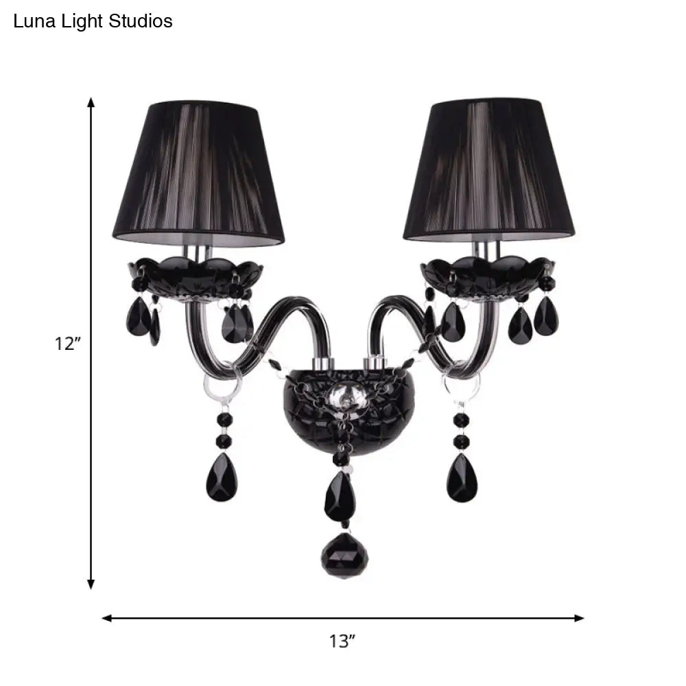Kristallen Wandlamp Zwart Kaarsstijl Sierlijke S-Vorm Arm 1-2 Lichtpunten E12 E14 Fitting Elegant Woonkamer | Sansoti