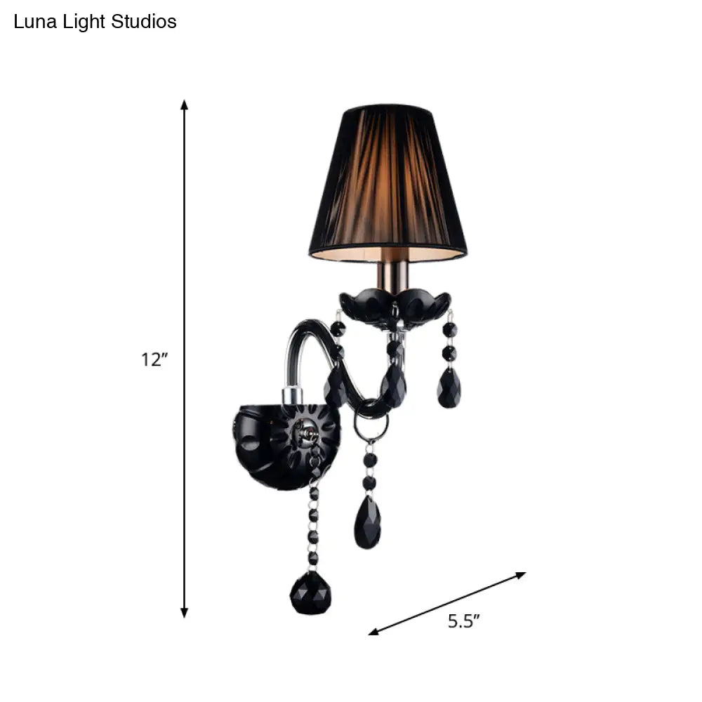 Kristallen Wandlamp Zwart Kaarsstijl Sierlijke S-Vorm Arm 1-2 Lichtpunten E12 E14 Fitting Elegant Woonkamer | Sansoti