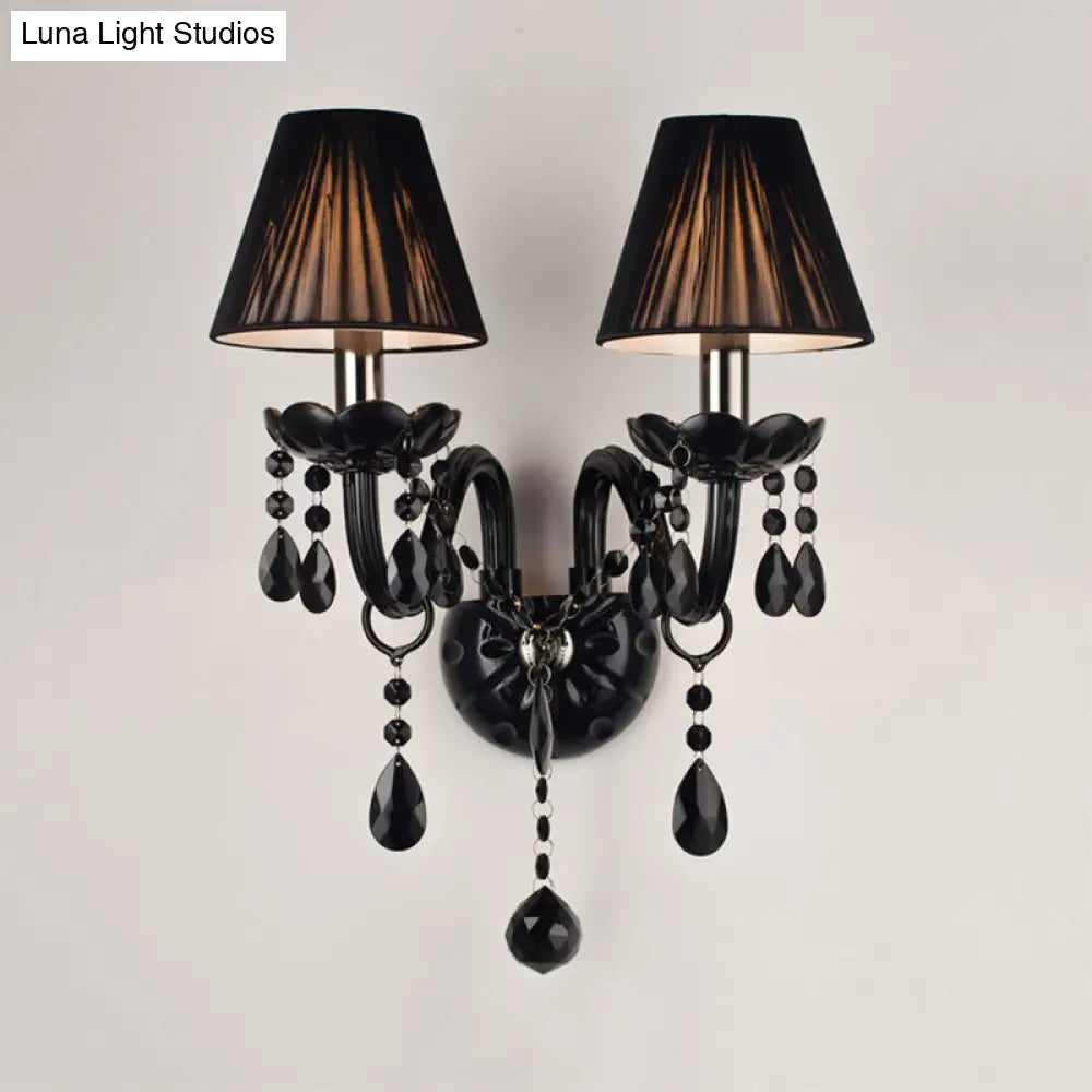 Kristallen Wandlamp Zwart Kaarsstijl Sierlijke S-Vorm Arm 1-2 Lichtpunten E12 E14 Fitting Elegant Woonkamer | Sansoti
