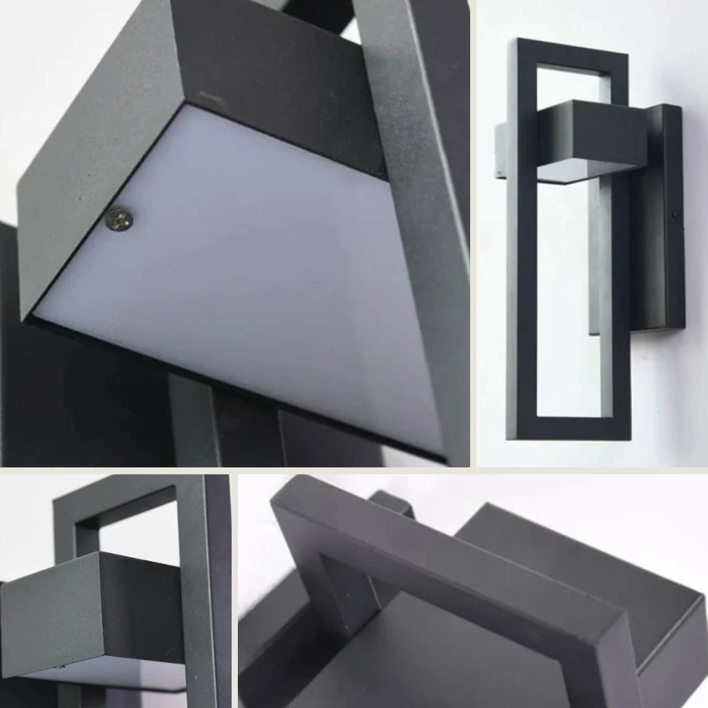 Schwarze Außenwandleuchte Up-Down-Beleuchtung IP65 wasserdicht für Garten, Terrasse und Balkon, Stahl, Glas, E27, 2 Größen | Sansoti