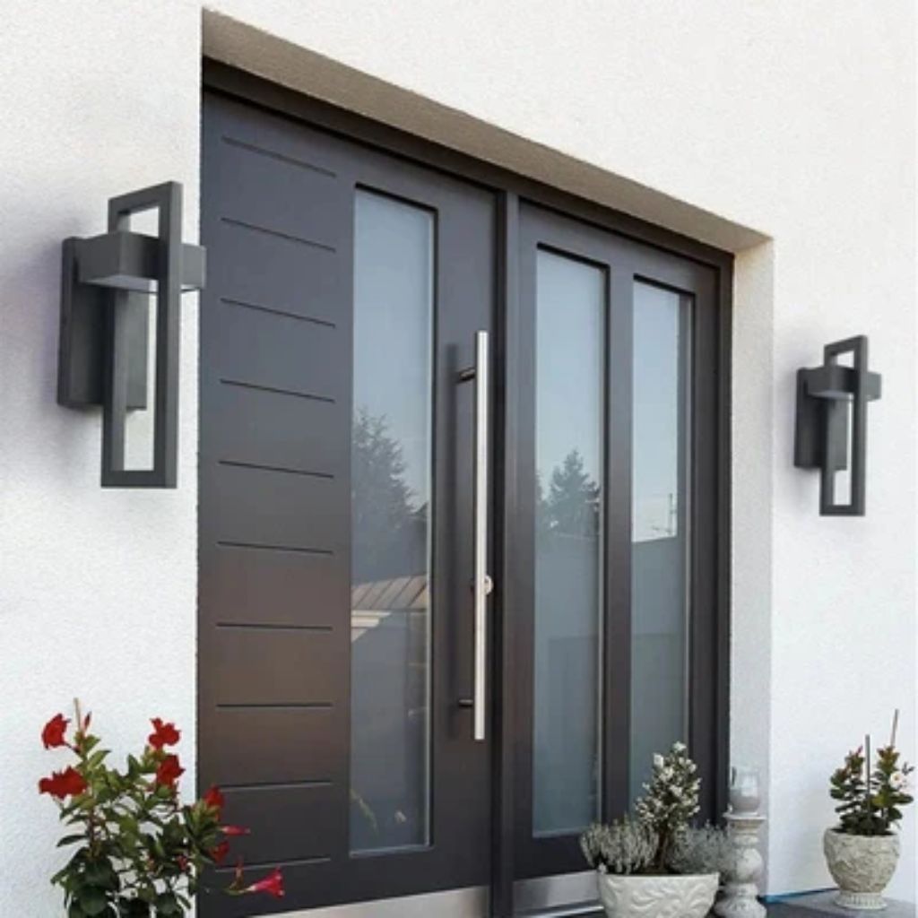 Schwarze Außenwandleuchte Up-Down-Beleuchtung IP65 wasserdicht für Garten, Terrasse und Balkon, Stahl, Glas, E27, 2 Größen | Sansoti