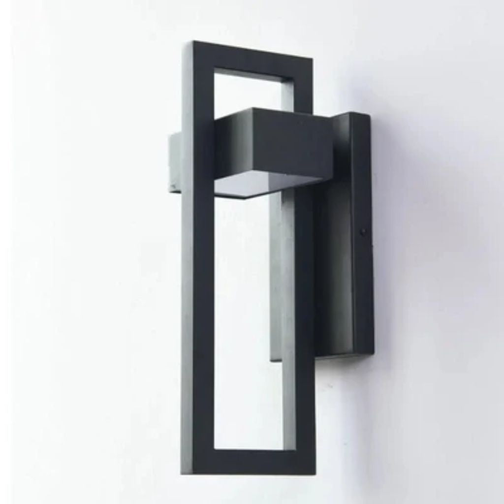 Schwarze Außenwandleuchte Up-Down-Beleuchtung IP65 wasserdicht für Garten, Terrasse und Balkon, Stahl, Glas, E27, 2 Größen | Sansoti