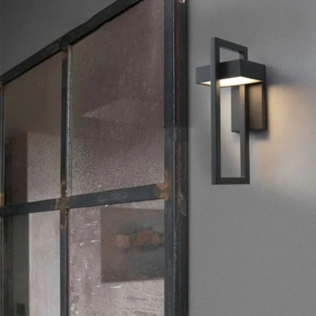 Schwarze Außenwandleuchte Up-Down-Beleuchtung IP65 wasserdicht für Garten, Terrasse und Balkon, Stahl, Glas, E27, 2 Größen | Sansoti