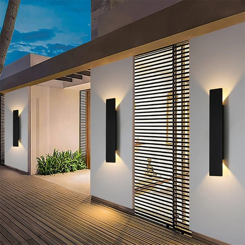Wetterbeständige Aluminium-LED-Wandleuchte für außen, IP65, warm- und kaltweiß, Außenbeleuchtung für Garten, Terrasse und Eingangsbereich | Sansoti