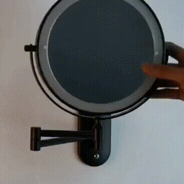 Ładowane lustro LED do makijażu, czarne, 20 cm, regulowane ramię, obrót o 360°, montaż na ścianie, sterowanie dotykowe, łazienka | Sansoti