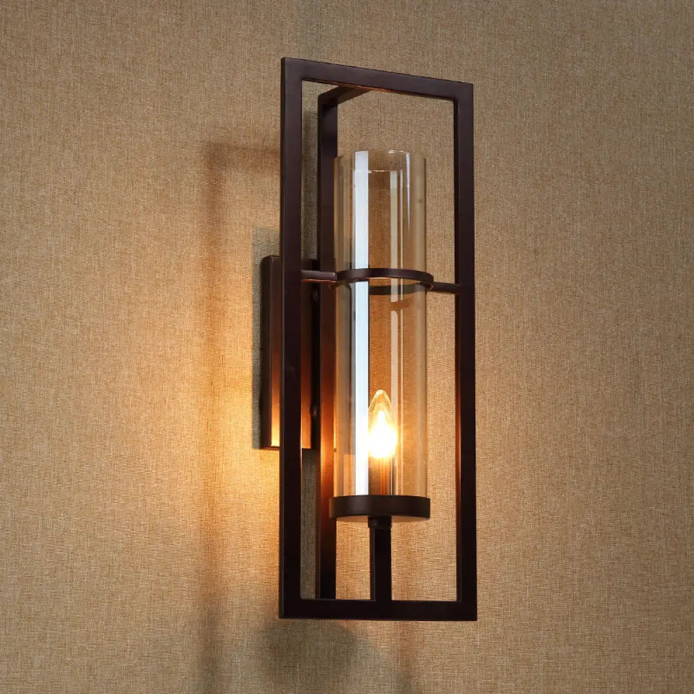 Wandleuchte Schwarz mit bernsteinfarbenem Glas 21,5 cm hoch Klassisches Design Flur Wohnzimmer Schlafzimmer Landhausstil Warmes Licht | Sansoti