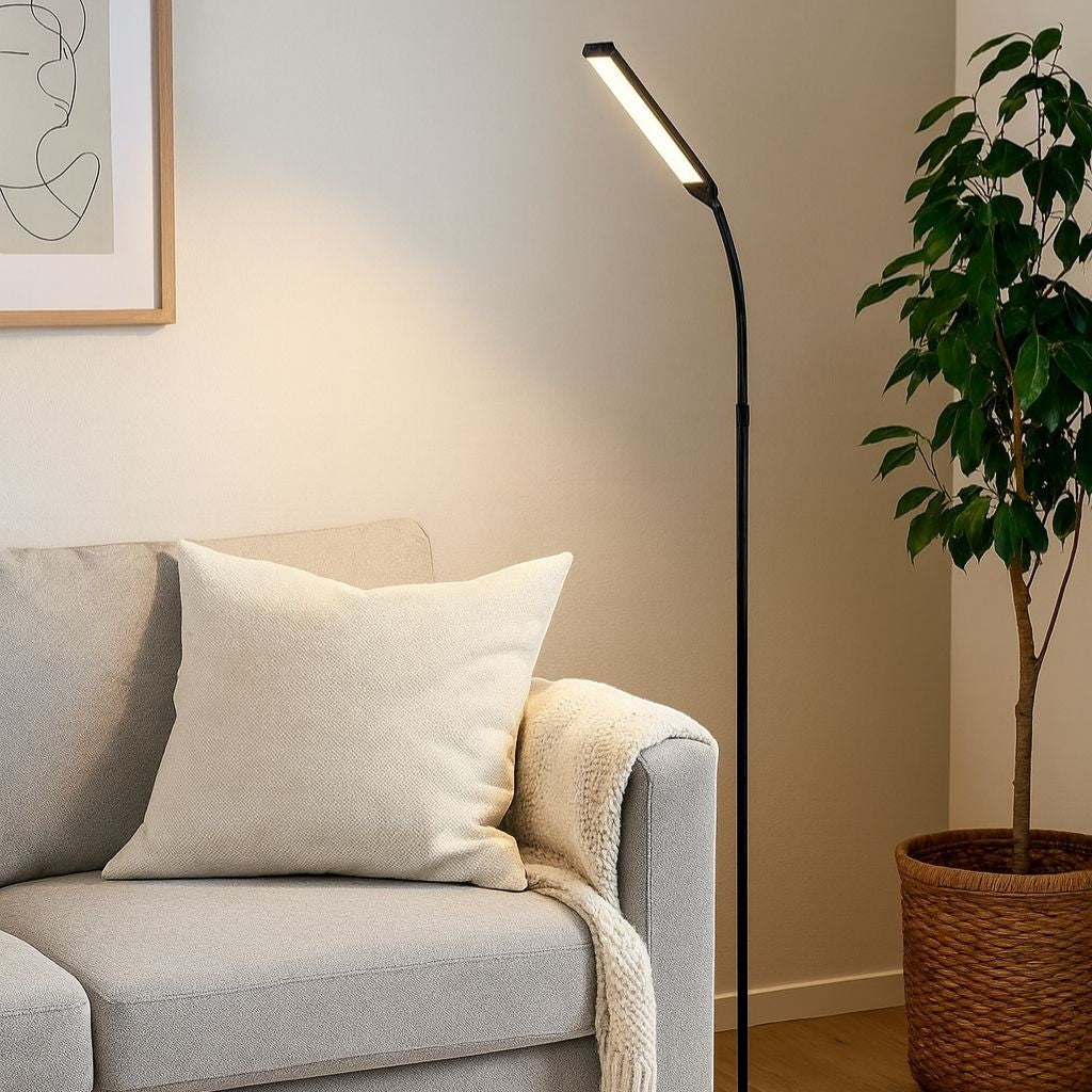 Stalen Vloerlamp Zwart LED 140cm Verstelbaar Dimbaar met Afstandsbediening Leeslamp Scandinavisch Design | Sansoti