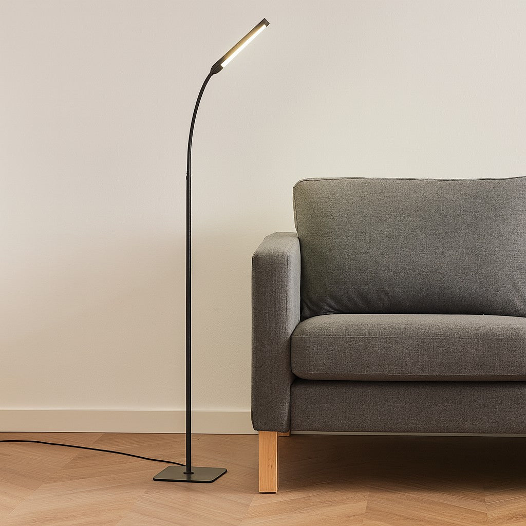 Stalen Vloerlamp Zwart LED 140cm Verstelbaar Dimbaar met Afstandsbediening Leeslamp Scandinavisch Design | Sansoti