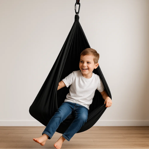 Baumwoll-Hängesack für Kinder 100x280 cm für sensorische Entspannung, Therapieschaukel, sensorisch, Rosa Blau | Sansoti
