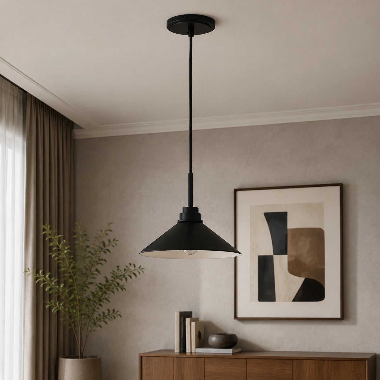 Kegelvormige Hanglamp in Landelijke Stijl - Dimbaar - Voor Keuken en Hal - Scandinavisch Geïnspireerd - Modern Farmhouse Verlichting | Sansoti