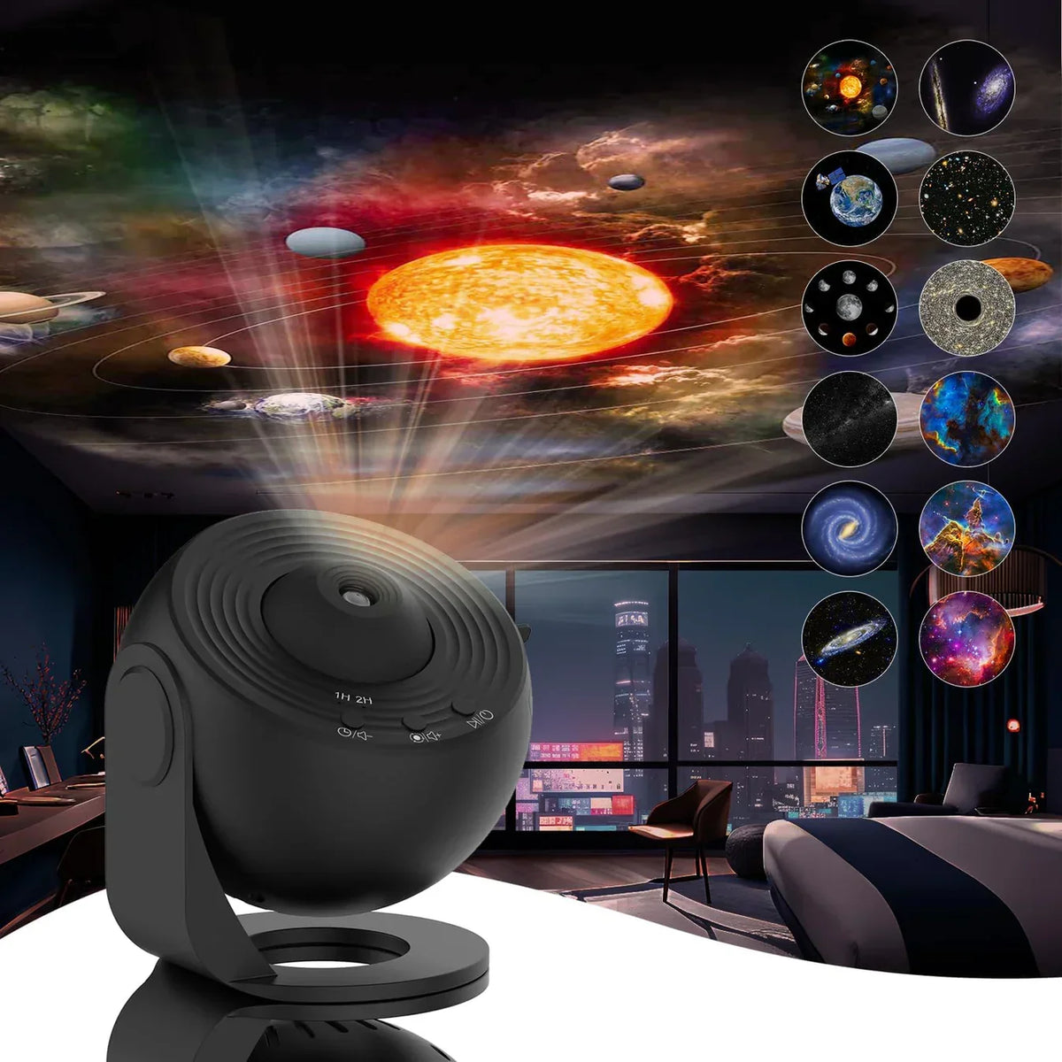 Star Projector 360° Rotatable with 13 Projection Discs Night Light Space Starry Sky Galaxy Ambient Lighting | Sansoti