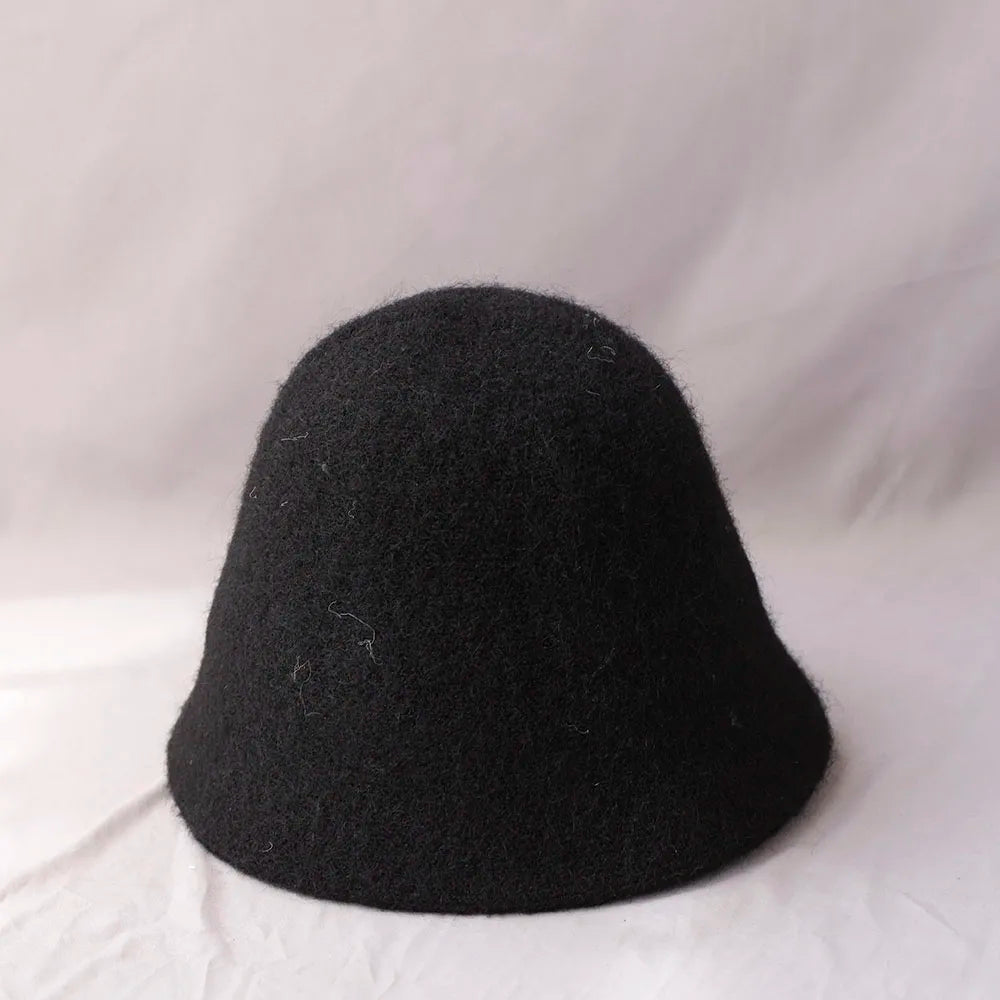 Wool Bucket Hat for Women Fisherman Hat Winter Warm Wool Texture Foldable Retro Vintage Style Casual Hat | Sansoti
