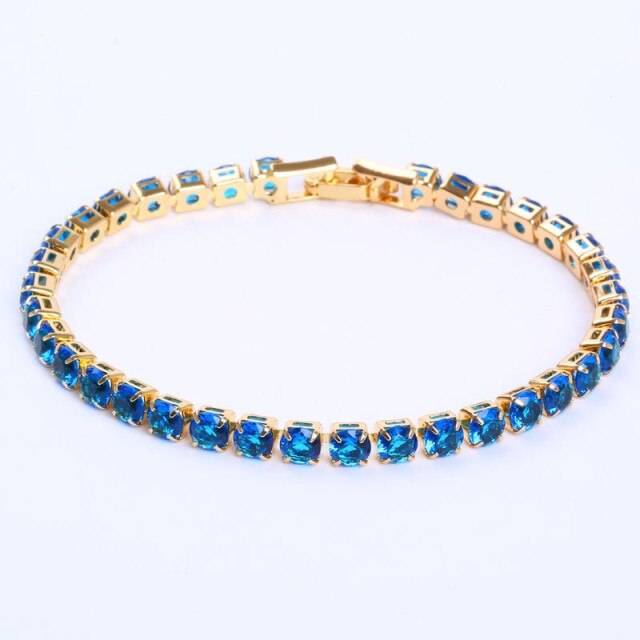 Elegante Schakelarmband met Zirkonia Stenen | Luxe Tennisarmband voor Dames en Heren | Geometrisch Design Polssieraad met Glanzende Kristallen | Verstelbare Feestelijke Armband Zilver Goud | Sansoti