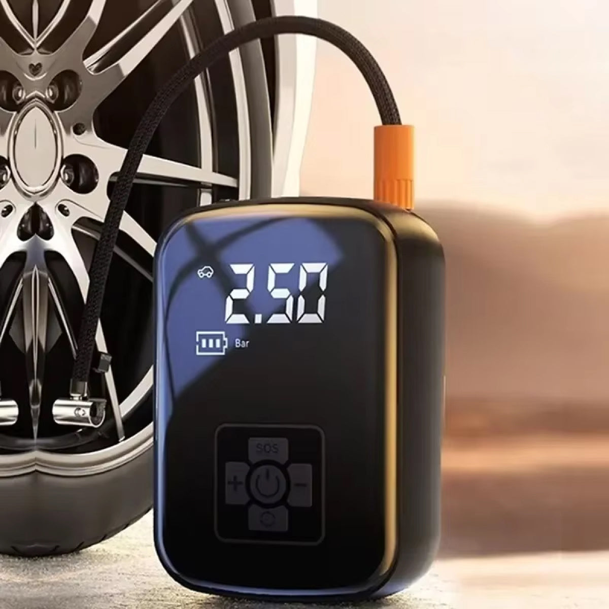 Cordless Digital Tyre Inflator 70L/min Car Motorcycle Bicycle Ball Compressor USB Rechargeable LED Lighting | Sansoti
