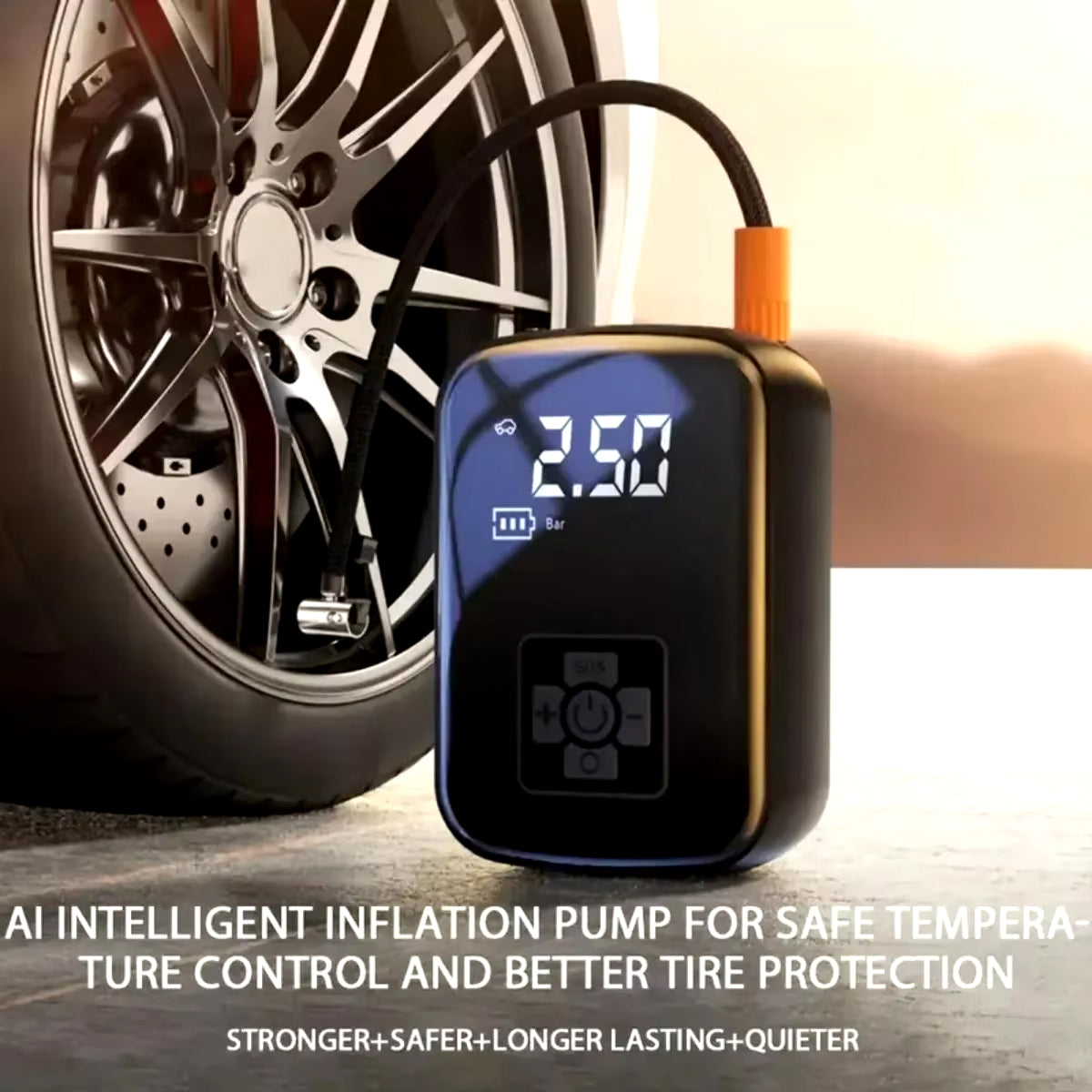 Cordless Digital Tyre Inflator 70L/min Car Motorcycle Bicycle Ball Compressor USB Rechargeable LED Lighting | Sansoti