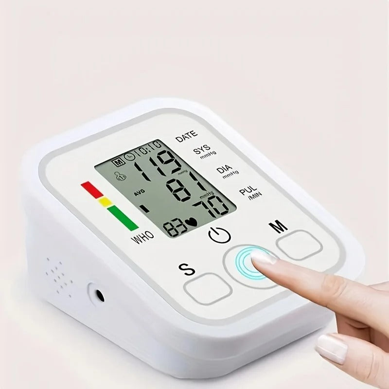 Automatische Bloeddrukmeter met Groot LCD-Scherm en Geheugen voor Thuisgebruik Gezondheidsmonitoring | Sansoti