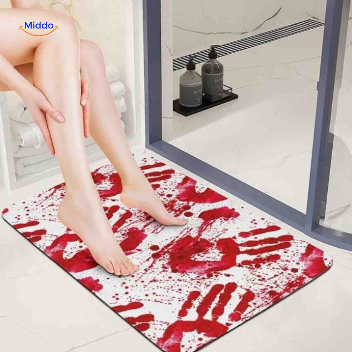 Color-Changing Bath Mat with Blood Effect When Water Drips 40×70 cm Washable Non-Slip Halloween Bathroom Decoration | Sansoti