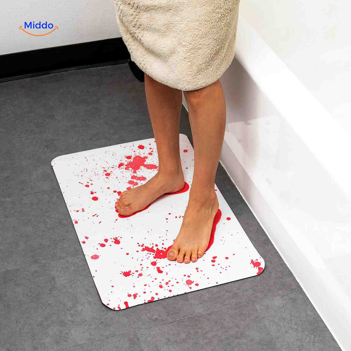 Color-Changing Bath Mat with Blood Effect When Water Drips 40×70 cm Washable Non-Slip Halloween Bathroom Decoration | Sansoti