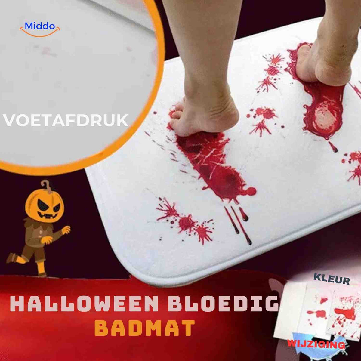Color-Changing Bath Mat with Blood Effect When Water Drips 40×70 cm Washable Non-Slip Halloween Bathroom Decoration | Sansoti