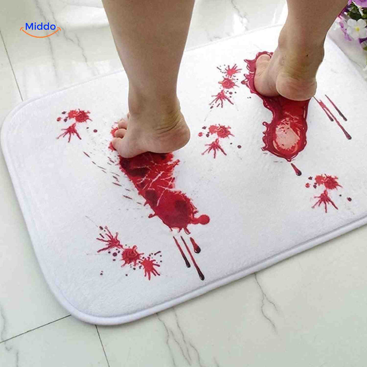 Color-Changing Bath Mat with Blood Effect When Water Drips 40×70 cm Washable Non-Slip Halloween Bathroom Decoration | Sansoti