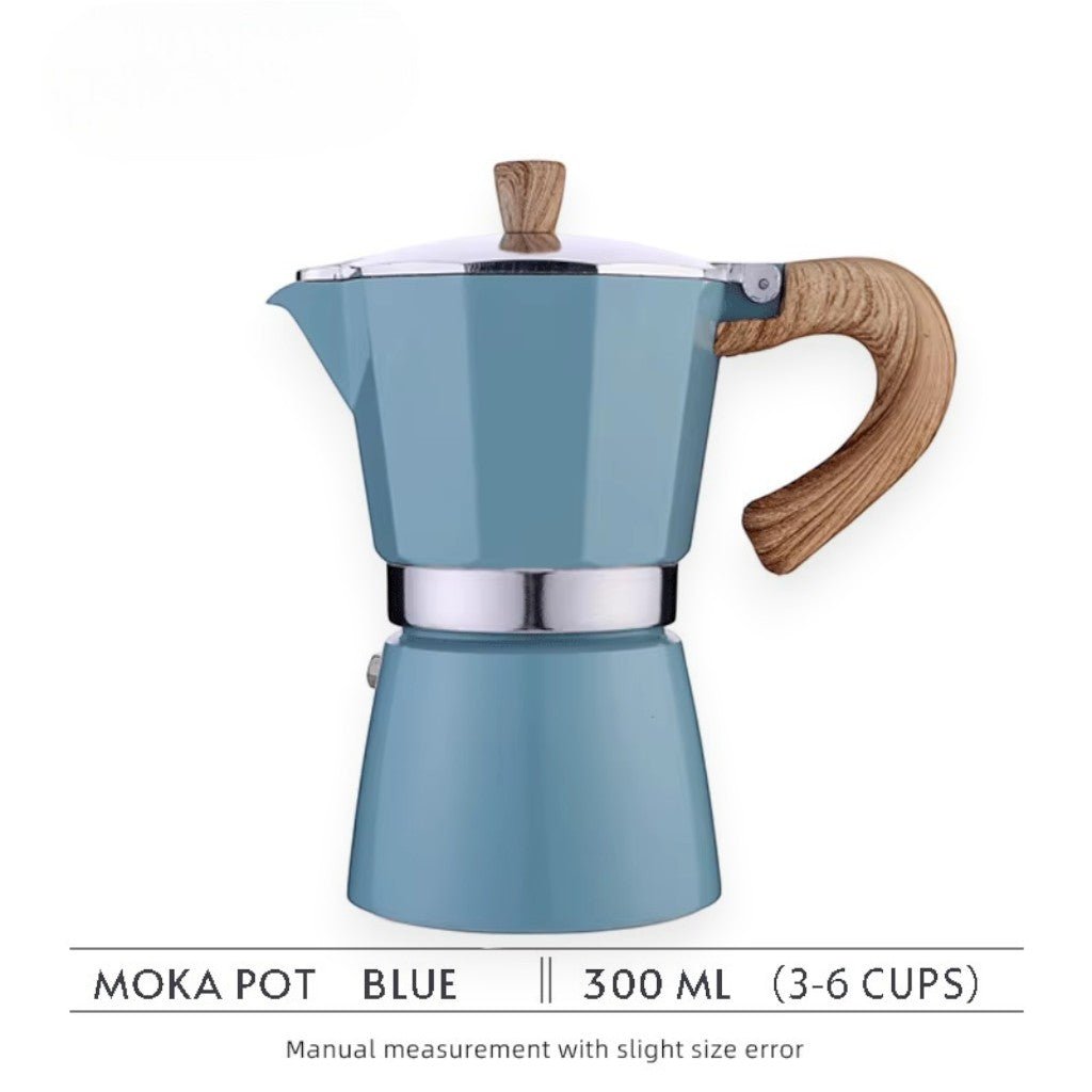 Aluminium-Espressokocher, Blau, Mokkakanne, Herdkanne, 150 ml, 300 ml, italienisches Design, Kaffeezubereitung zu Hause | Sansoti