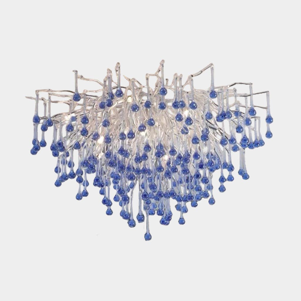 Kristallen Druppel Kroonluchter Takdesign Roze Blauw Rond Ovaal Dimbaar 40-250cm Meisjes Slaapkamer Plafondlamp | Sansoti