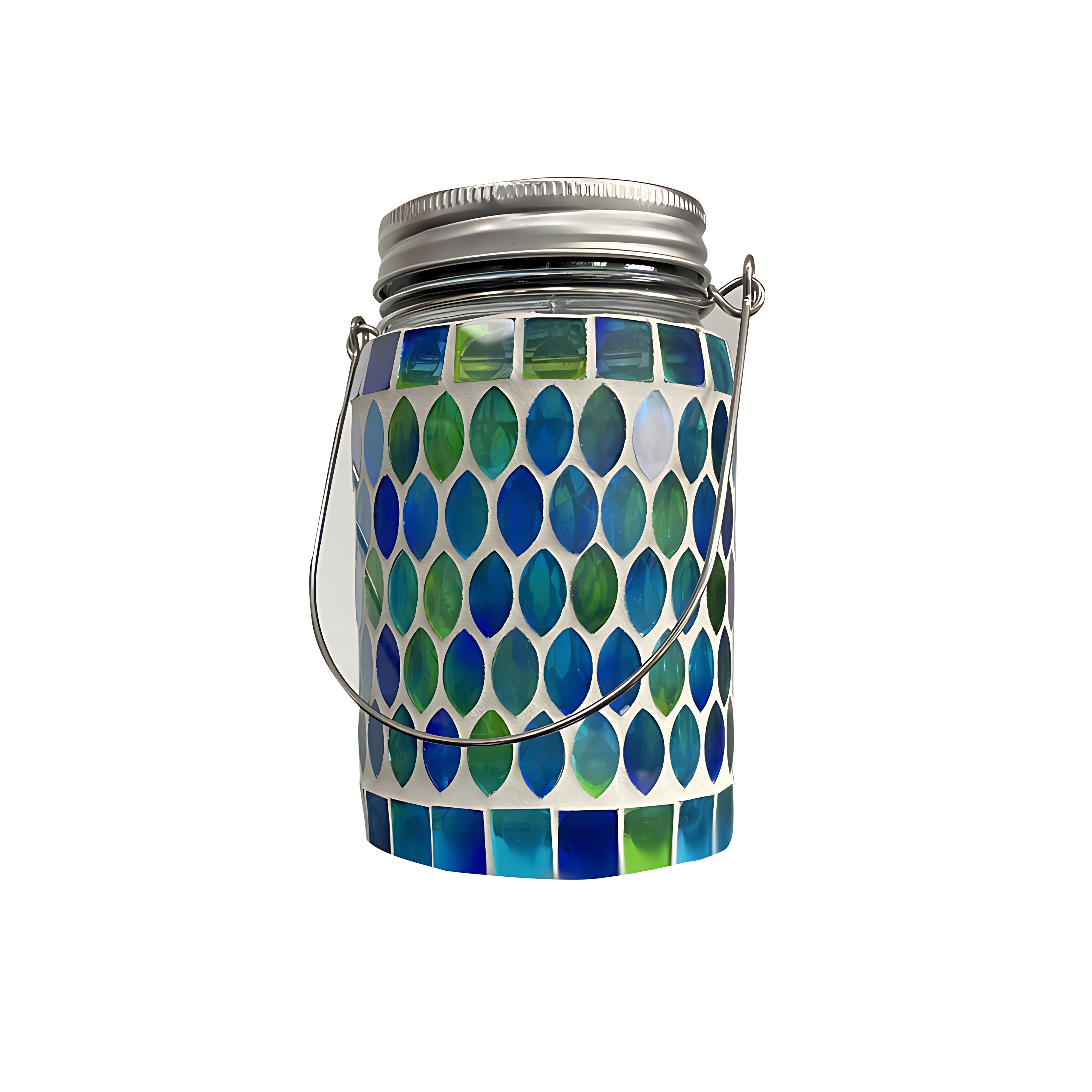 Solar Tuinlamp met Gekleurd Glas – Handgemaakte Lantaarn met Mozaïek Lichteffect voor Sfeervol Buitendecor | Sansoti